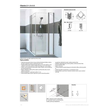 Hüppe Classics 2 4-úhelník křídlové dveře s pevnými segmenty rohový vstup (1)