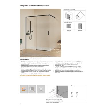Hüppe Vita pure s nást. lištou posuvné dveře 1-dílné s pev. segmentem (8)