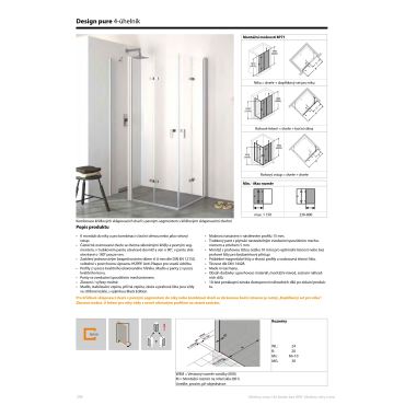 Hüppe Design pure křídl. sklapovací dveře s pevn. segm. upev. vpravo  mm, (1)