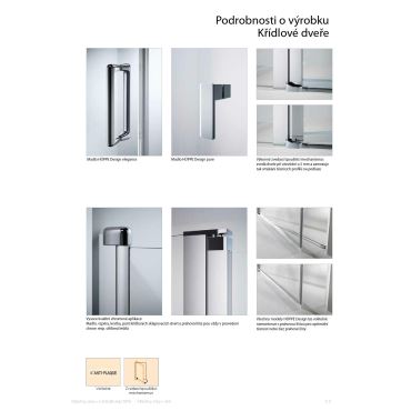 Hüppe Design pure U-kabina křídl. dveře s pevn. segm.  mm, (4)