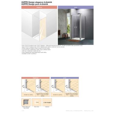 Hüppe Design pure 4-úhelník lítací dveře pro boční stěnu