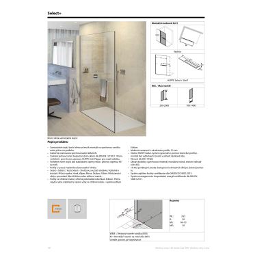 Hüppe Select+ boční stěna samostatně stojící, sklo 10 mm (2)