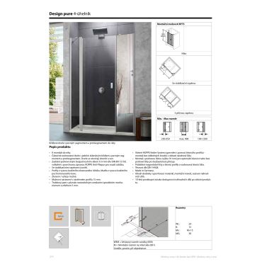 Hüppe Design pure křídl. dveře s pevn. segm. a protisegm. do niky  mm, (1)