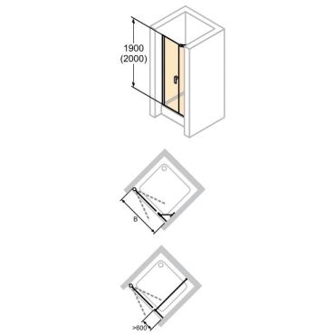 Hüppe Design pure křídl. dveře s protisegm. do niky  mm, (2)