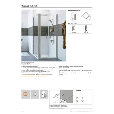 Hüppe Classics 2 4-úhelník boční stěna pro lítací dveře