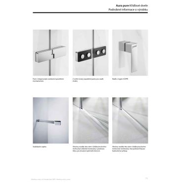 Hüppe Aura pure 4-úhelník křídlové dveře s pevným segmentem, upevnění vpravo (2)