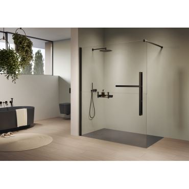Hüppe Duplo pure s nástěnnou lištou 4-úhelník walk-in upev. vlevo  mm,