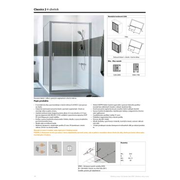 Hüppe Classics 2 4-úhelník posuvné dveře 1-dílné s pevným segmentem (1)