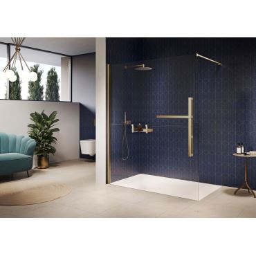 Hüppe Duplo pure s nástěnnou lištou 4-úhelník walk-in upev. vlevo  mm,