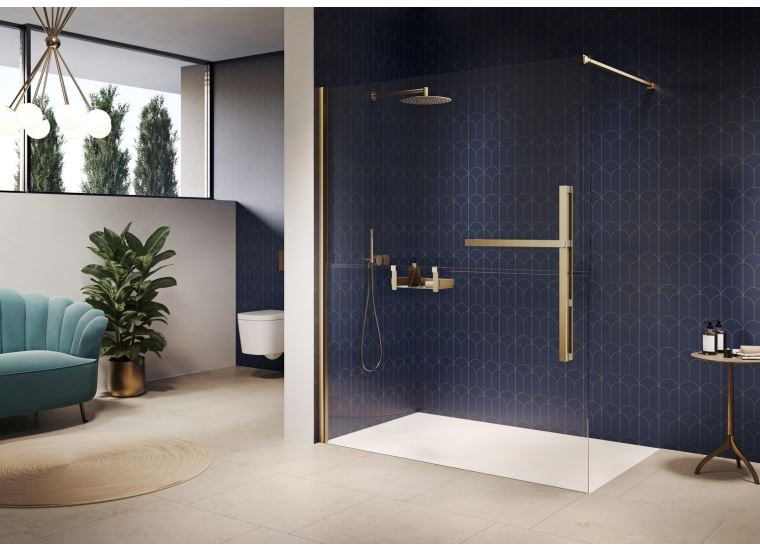 Hüppe Duplo pure s nástěnnou lištou 4-úhelník walk-in upev. vlevo  mm,