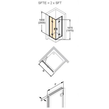 Hüppe Design pure křídl. sklapovací dveře upev. vlevo dveře pro boč. stěnu  mm, (3)