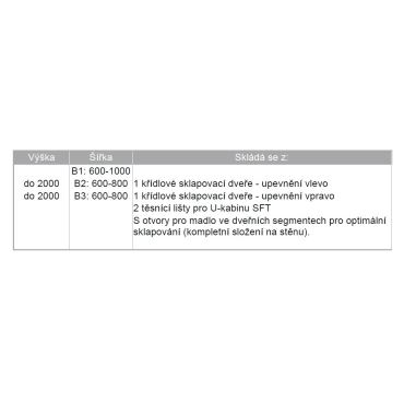 Hüppe Design pure dvoje křídl. sklapovací dveře U-kabinana  mm, (1)