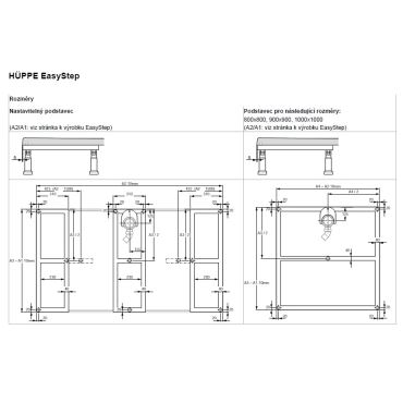 Hüppe Nastavitelný podstavec pro EasyStep 800-1800 x 700-1000 (1)