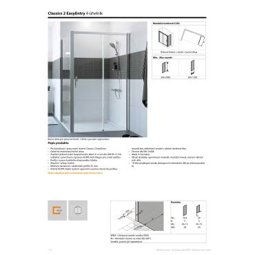 Hüppe Classics 2 EasyEntry boč. stěna pro pos. dveře  mm, (1)