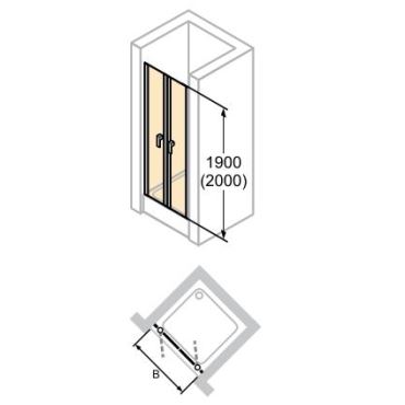 Hüppe Design pure křídl. dveře s pevn. segm. pro walk-in  mm, (2)