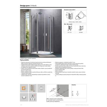 Hüppe Design pure 1/4-kruh 2-křídl. dveře s pevnými segm.  mm, (3)