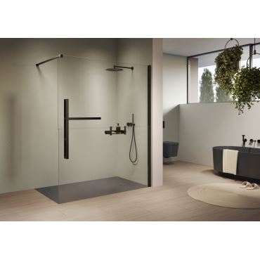 Hüppe Duplo pure s nástěnnou lištou 4-úhelník walk-in upev. vpravo  mm,