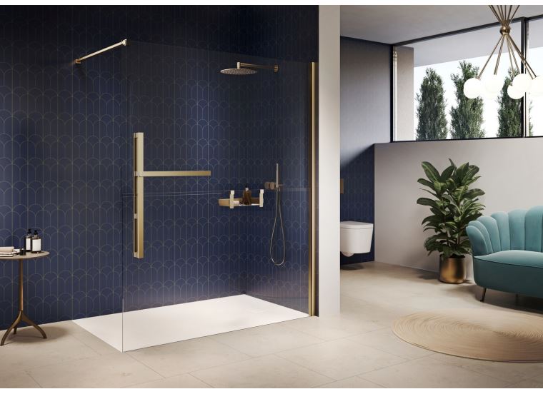 Hüppe Duplo pure s nástěnnou lištou 4-úhelník walk-in upev. vpravo  mm,