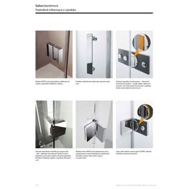 Hüppe Solva bezrámová 4-úhelník křídlové dveře s pevným segmentem do niky upevnění vpravo (3)