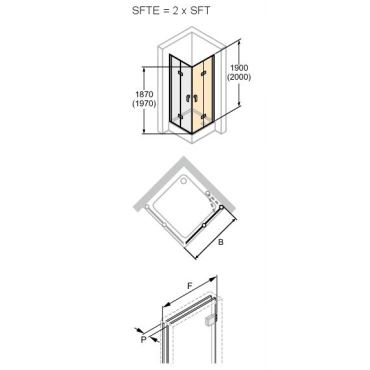 Hüppe Design pure křídl. sklapovací dveře upev. vpravo  mm, (3)