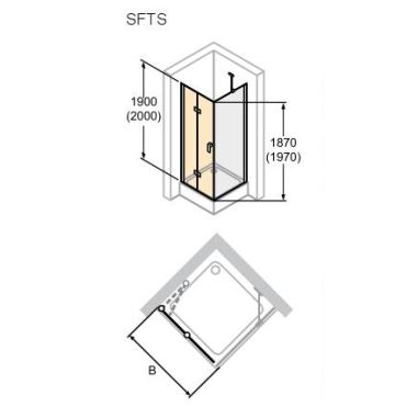 Hüppe Design pure křídl. sklapovací dveře upev. vlevo dveře pro boč. stěnu  mm, (2)