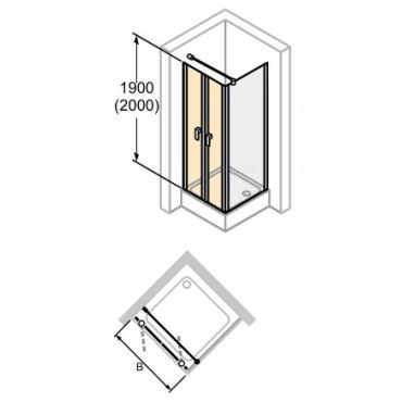 Hüppe Design pure lítací dveře pro boč. stěnu  mm, (1)