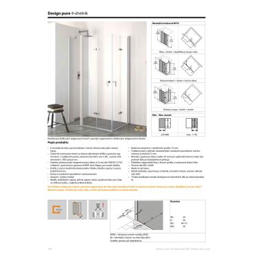 Hüppe Design pure křídl. sklapovací dveře s pevn. segm. upev. vlevo  mm, (1)