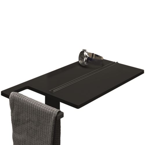 Hüppe Select+ Shower Board, držák ručníku + polička 400x220x10mm, Black Edition