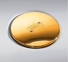 Hüppe EasyStep Plochý sifon se zlatou krytkou a se stavební výškou 53mm a s průtokem až 0,5l/s. Výška zápachové uzávěry 40mm
