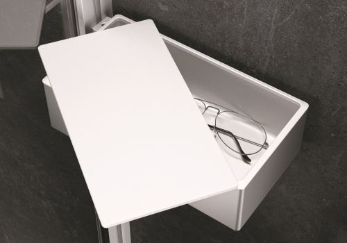 Hüppe Select+ Drybox - odkládací box s víkem, stříbrná matná