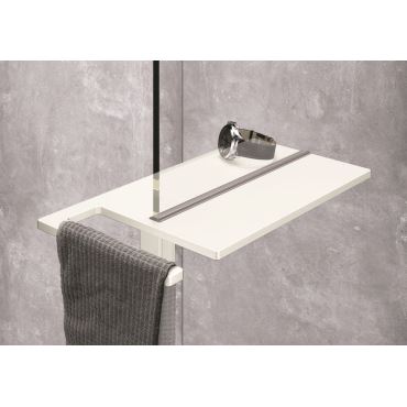 Hüppe Select+ Shower Board, držák ručníku + polička 400x220x10mm