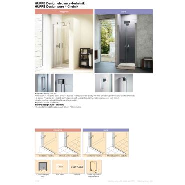 Hüppe Design pure křídl. dveře s pevn. segm. pro walk-in  mm, (1)